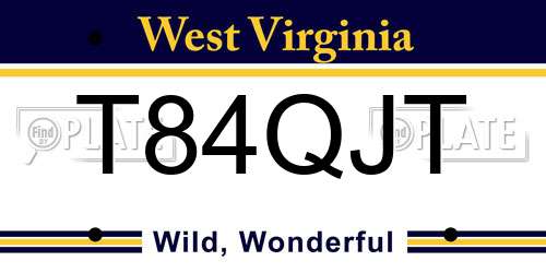 T84QJT West Virginia License Plate