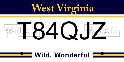 T84QJZ West Virginia License Plate