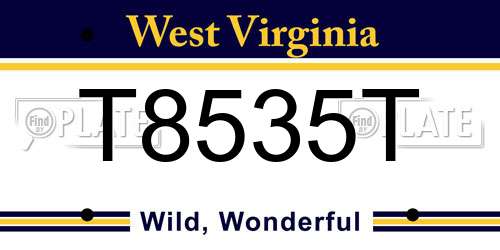 T8535T West Virginia License Plate