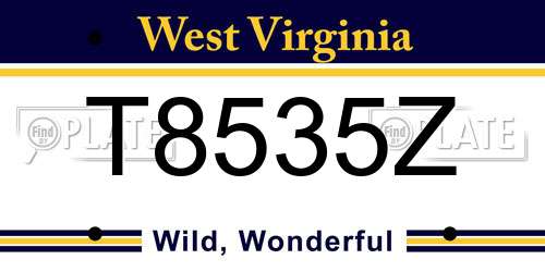 T8535Z West Virginia License Plate