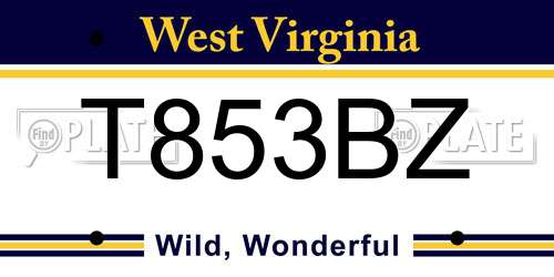 T853BZ West Virginia License Plate