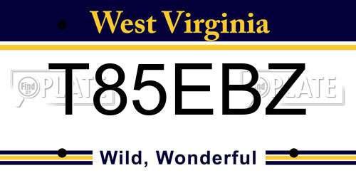 T85EBZ West Virginia License Plate