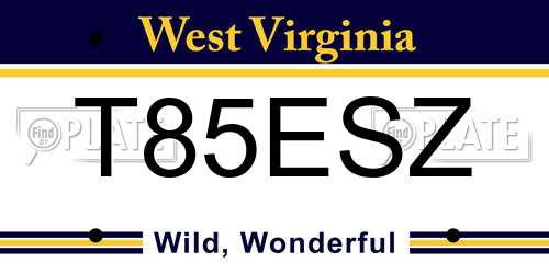 T85ESZ West Virginia License Plate