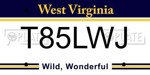 T85LWJ West Virginia License Plate