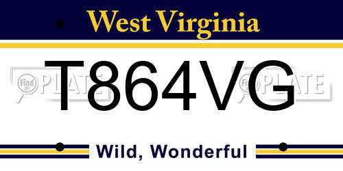 T864VG West Virginia License Plate