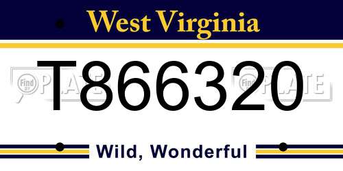 T866320 West Virginia License Plate