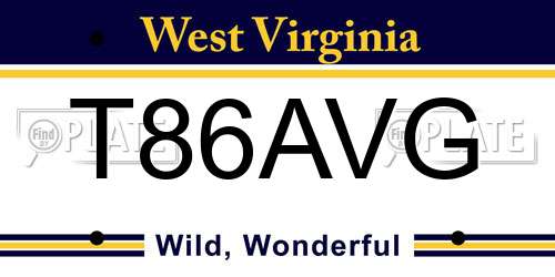 T86AVG West Virginia License Plate
