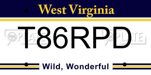 T86RPD West Virginia License Plate