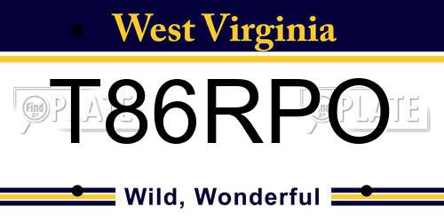 T86RPO West Virginia License Plate