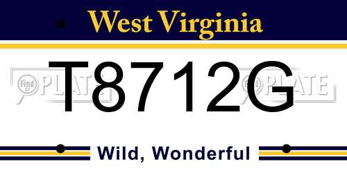 T8712G West Virginia License Plate
