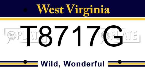 T8717G West Virginia License Plate