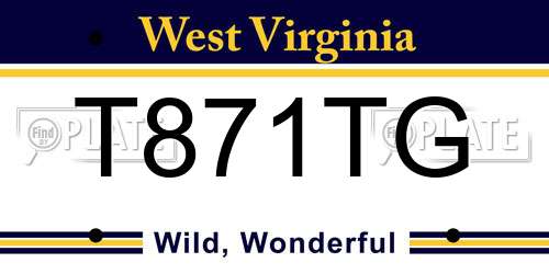 T871TG West Virginia License Plate