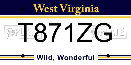 T871ZG West Virginia License Plate