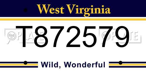 T872579 West Virginia License Plate