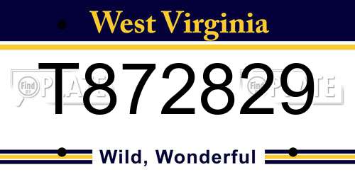 T872829 West Virginia License Plate