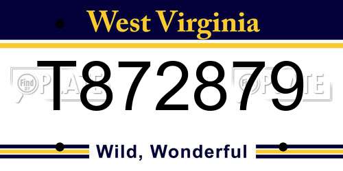 T872879 West Virginia License Plate