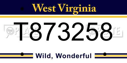 T873258 West Virginia License Plate