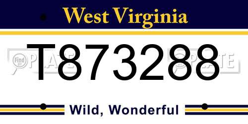 T873288 West Virginia License Plate