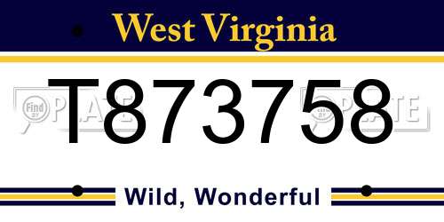 T873758 West Virginia License Plate