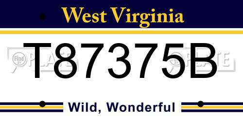 T87375B West Virginia License Plate