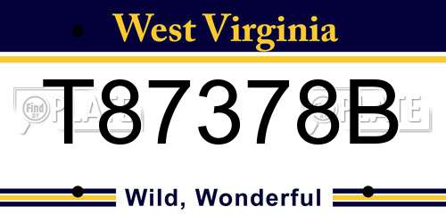 T87378B West Virginia License Plate