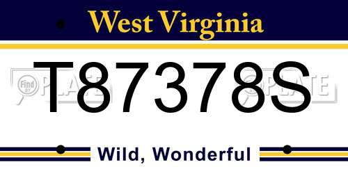 T87378S West Virginia License Plate