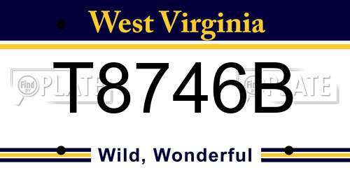 T8746B West Virginia License Plate