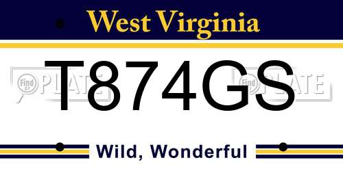 T874GS West Virginia License Plate