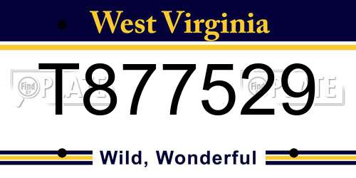 T877529 West Virginia License Plate