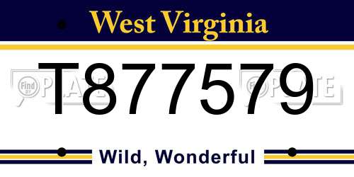 T877579 West Virginia License Plate