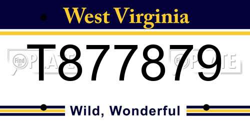 T877879 West Virginia License Plate