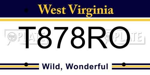 T878RO West Virginia License Plate