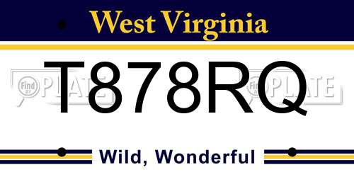 T878RQ West Virginia License Plate