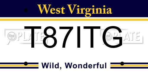 T87ITG West Virginia License Plate