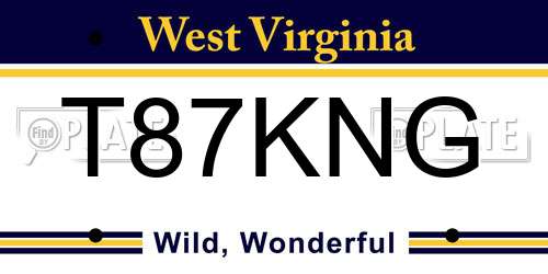 T87KNG West Virginia License Plate