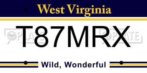 T87MRX West Virginia License Plate