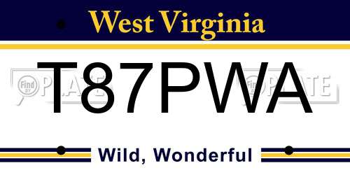 T87PWA West Virginia License Plate