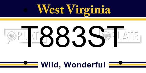 T883ST West Virginia License Plate