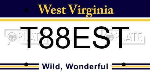 T88EST West Virginia License Plate