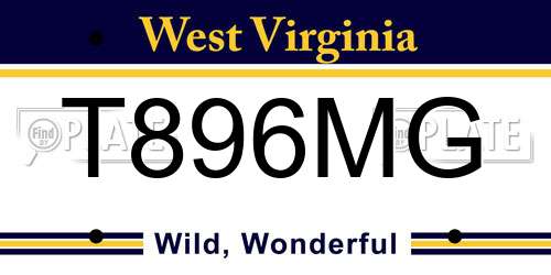 T896MG West Virginia License Plate