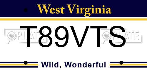 T89VTS West Virginia License Plate