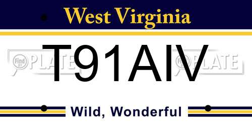 T91AIV West Virginia License Plate