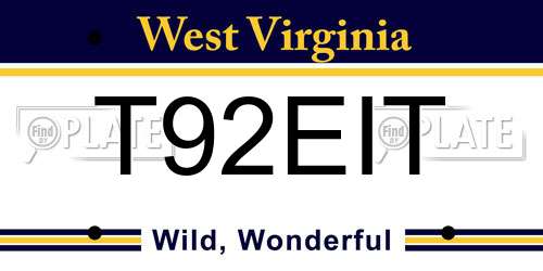 T92EIT West Virginia License Plate