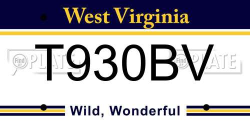 T930BV West Virginia License Plate