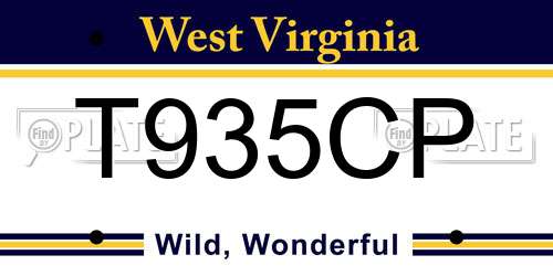 T935CP West Virginia License Plate
