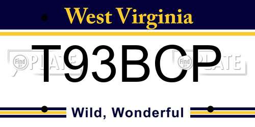 T93BCP West Virginia License Plate