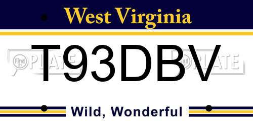 T93DBV West Virginia License Plate