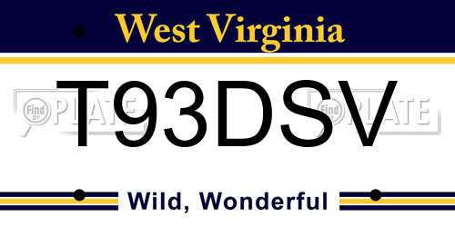 T93DSV West Virginia License Plate