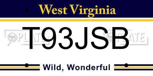 T93JSB West Virginia License Plate