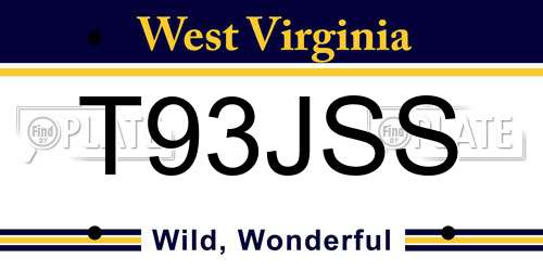 T93JSS West Virginia License Plate
